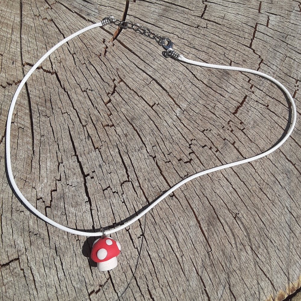 Clay mushroom necklace handmade